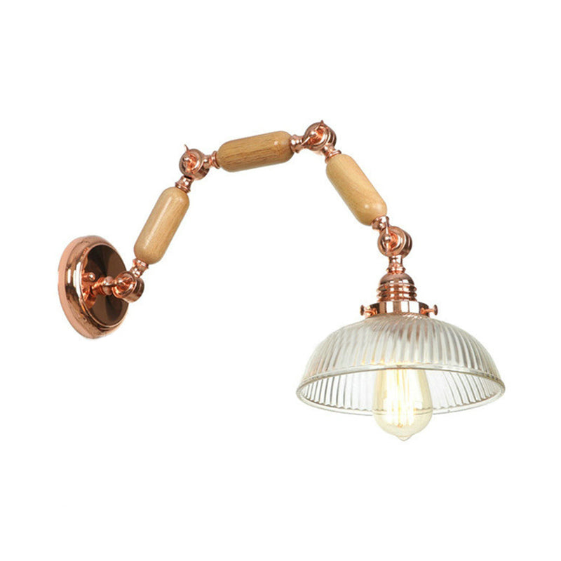 Avtoit | A wall lamp with a bowl shade ribbed glass vintage style living room wall light fixture