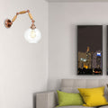Avtoit | Globe Living Room Wall Lamp Antique Clear Glass 1 Light Pink Gold Wall Lamp with Retractable Arm