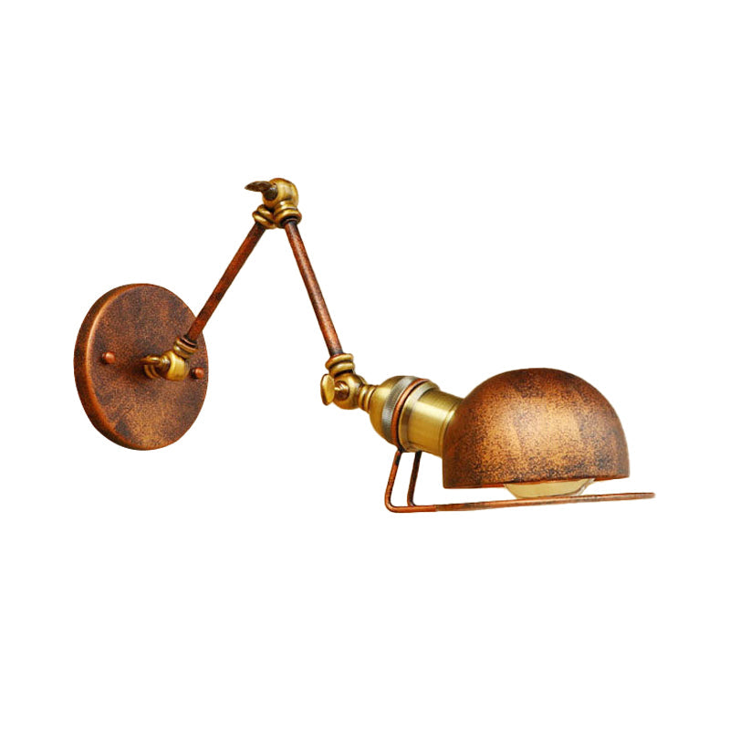Avtoit | Vintage Industrial Bowl Wall Lamp 1 Light Iron Wall Lamp with Rotatable Arm in Black/Metal
