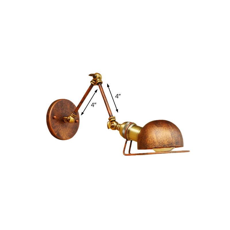 Avtoit | Vintage Industrial Bowl Wall Lamp 1 Light Iron Wall Lamp with Rotatable Arm in Black/Metal