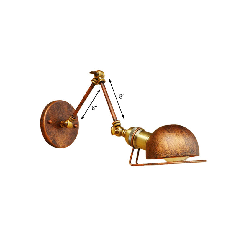 Avtoit | Vintage Industrial Bowl Wall Lamp 1 Light Iron Wall Lamp with Rotatable Arm in Black/Metal