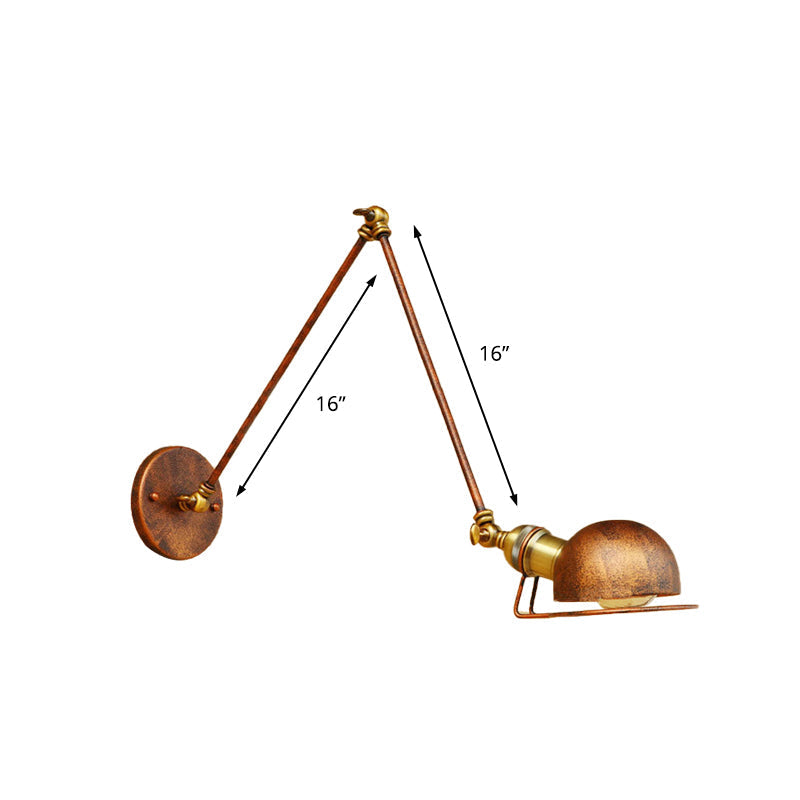 Avtoit | Vintage Industrial Bowl Wall Lamp 1 Light Iron Wall Lamp with Rotatable Arm in Black/Metal
