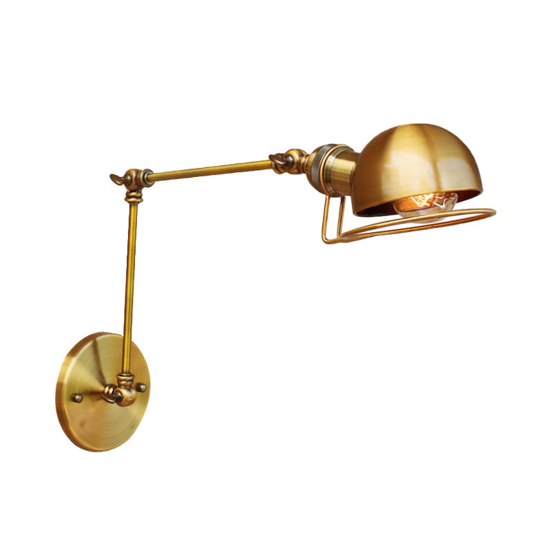 Avtoit | Vintage Industrial Bowl Wall Lamp 1 Light Iron Wall Lamp with Rotatable Arm in Black/Metal