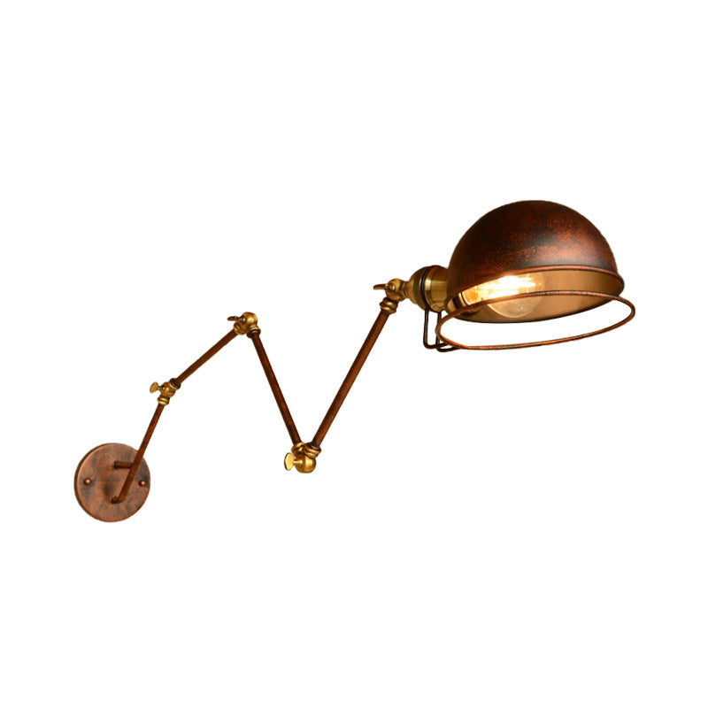 Avtoit | Vintage Industrial Bowl Wall Lamp 1 Light Iron Wall Lamp with Rotatable Arm in Black/Metal