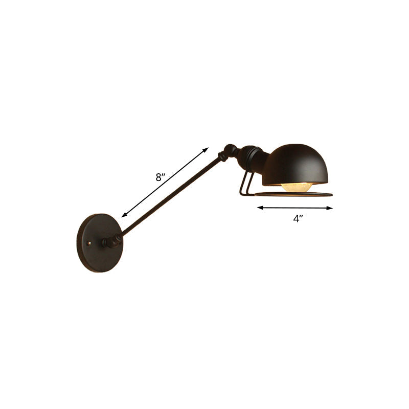 Avtoit | Vintage Industrial Bowl Wall Lamp 1 Light Iron Wall Lamp with Rotatable Arm in Black/Metal