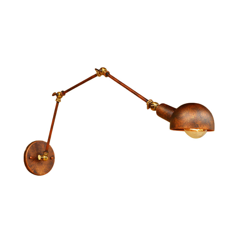 Avtoit | 4"/6.5" Dia Domed Metal Wall Lamp Fixture Vintage Style 1 Head Study Room Adjustable Wall Light in Rust