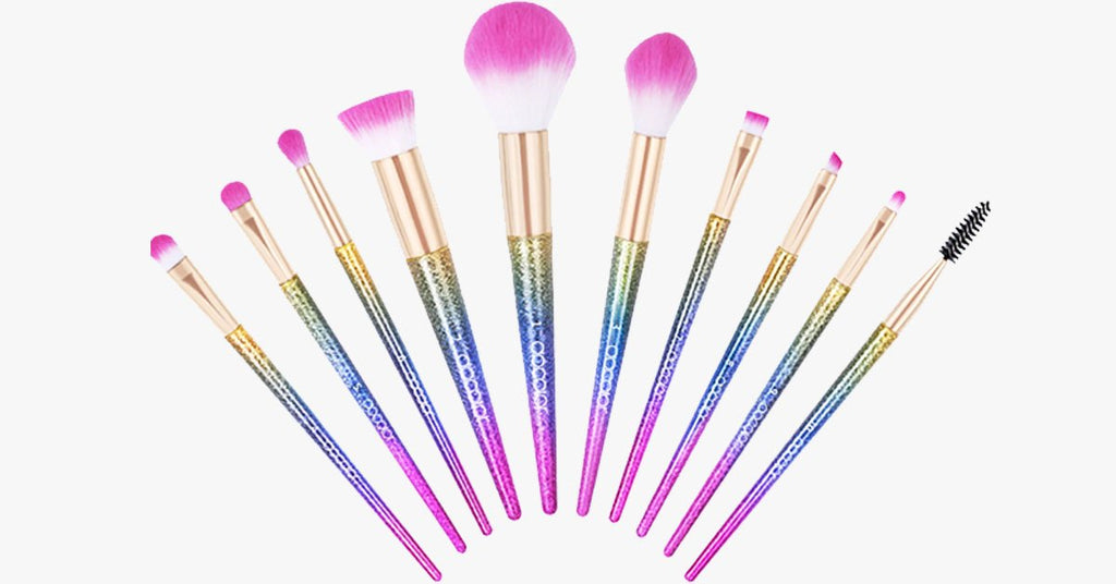 Avtoit | Set of 10 glittering makeup brushes - Ready to give you any look you desire!