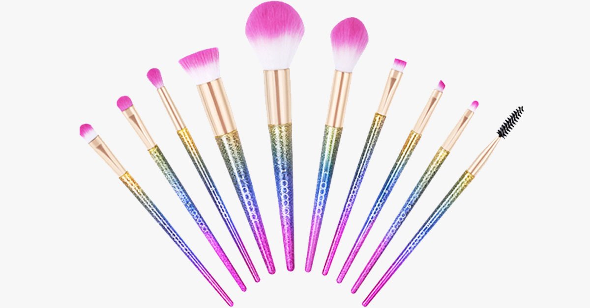 Avtoit | Set of 10 glittering makeup brushes - Ready to give you any look you desire!