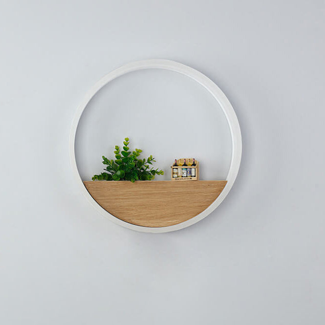 Avtoit | Lumoshelf LED Wall Light | Solid Wood with Shelf | Round Wall Lamp | Warm & White Light
