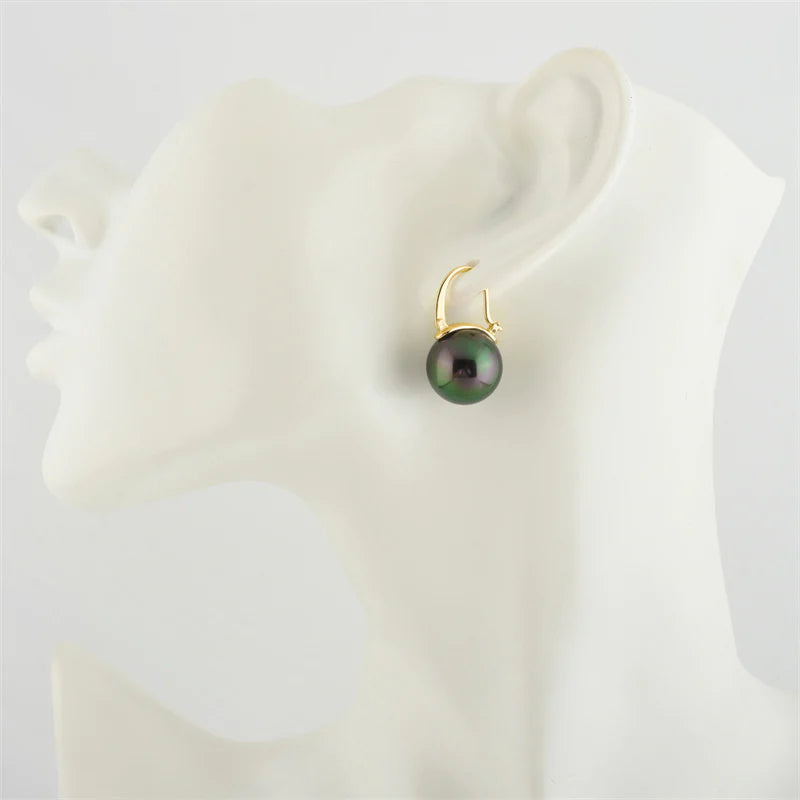 Avtoit | Black Pearl Earrings  Available in White Champagne Grey Gold and Black  Pearl Dangle Earrings