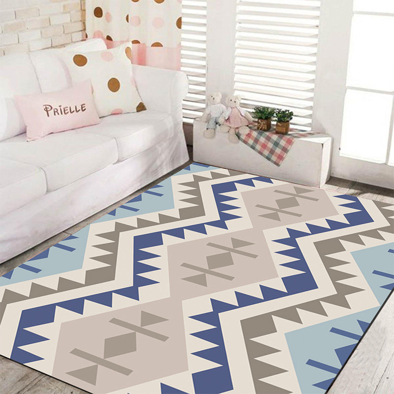 Avtoit | Banded Geometric Southwestern Rug Tribal Navajo Rug Polyester Washable Non-Slip Stain-Resistant Area Rug for Bedroom