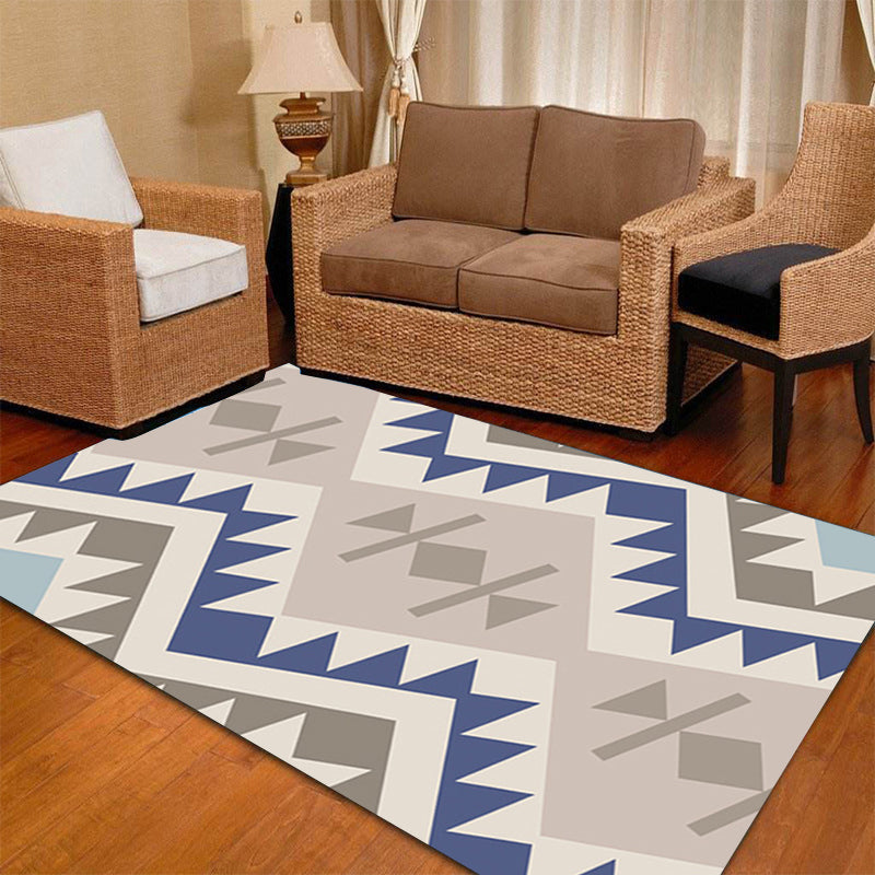 Avtoit | Banded Geometric Southwestern Rug Tribal Navajo Rug Polyester Washable Non-Slip Stain-Resistant Area Rug for Bedroom
