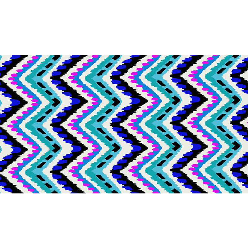 Avtoit | Zigzag Chevron Stripe Area Rug in Blue and Purple Polyester Pet-Friendly Stain-Resistant Flooring