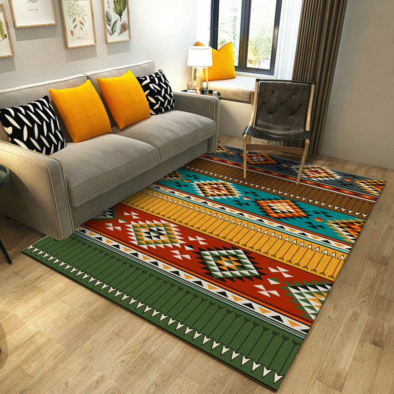Avtoit | Traditional area rug for the living room Ancestor Kashkuli bands diamond rug synthetic anti-slip pet-friendly in vintage multicolored