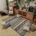 Avtoit | Vintage Look Banded Area Rug Moroccan Tribal Chevron Rug Polyester Washable Pet Friendly Area Rug