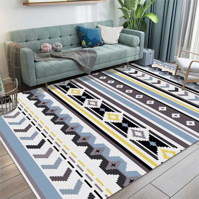 Avtoit | Indian American Indoor Rug Striped Diamond Geometric Synthetic Stain Resistant Pet Friendly Interior Flooring