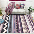 Avtoit | Purple Striped Chevron Geometric Rug Indian Tribal Indoor Mat Synthetic Non-Slip Power Loom Rug for Living Room