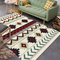 Avtoit | Southwestern Americana Aztec rug in blue and red striped geometric rug polyester stain resistant indoor rug