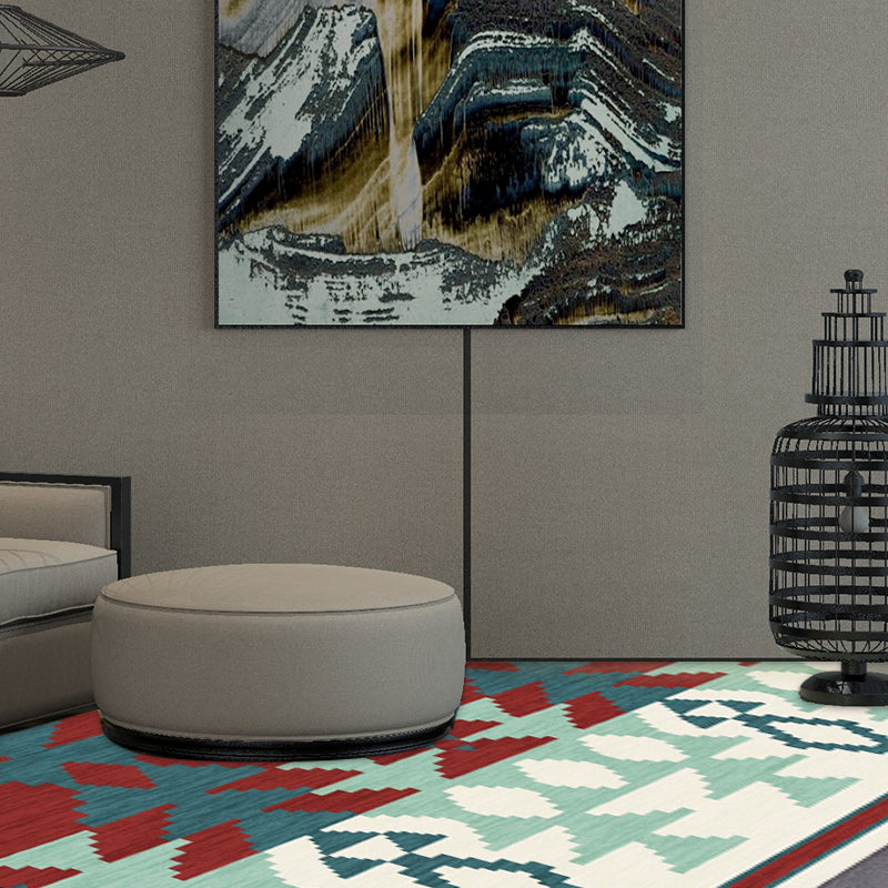 Avtoit | Geometric Southwest Tribal Area Rug Abstract Spears Polyester Stain Resistant Flooring in Rust Red