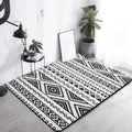 Avtoit | Country Tribal Washable Rug Black and White Ethnic Geometric Rug Stain Resistant Polyester Rug for the Living Room