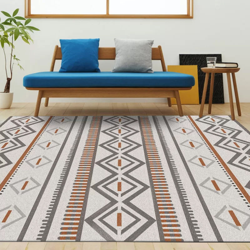Avtoit | Warmer Brown Americana Tribal Rug Striped Geometric Polyester Pet Friendly Stain Resistant Area Rug for Accent Area