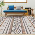 Avtoit | Warmer Brown Americana Tribal Rug Striped Geometric Polyester Pet Friendly Stain Resistant Area Rug for Accent Area