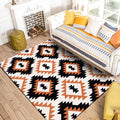Avtoit | Aztec Tokens Tribal Indigenous Carpet with ethnic geometric diamond in orange and black polyester stain-resistant personal carpet