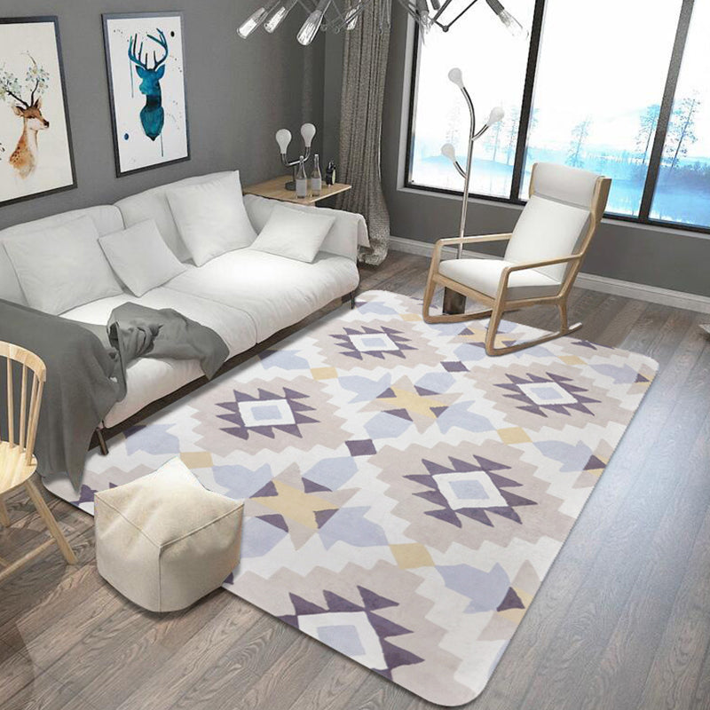 Avtoit | Southwestern Aztec Tokens Tribal Rug with Geometric Diamond Synthetic Anti-slip Pet-friendly Area Rug for Living Room