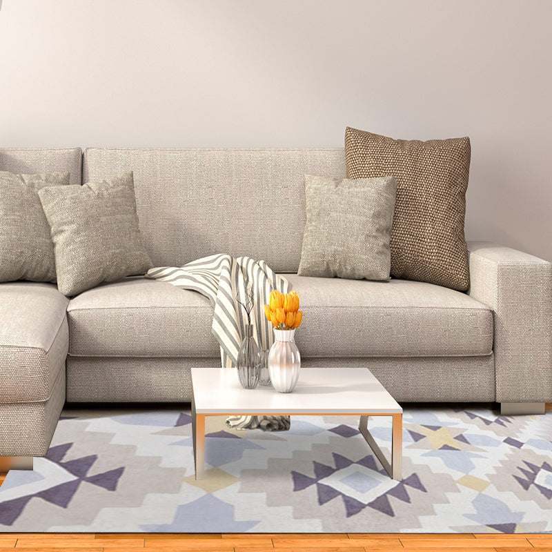 Avtoit | Southwestern Aztec Tokens Tribal Rug with Geometric Diamond Synthetic Anti-slip Pet-friendly Area Rug for Living Room