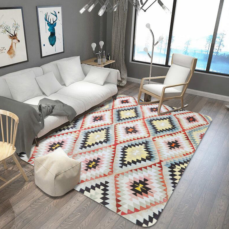 Avtoit | Retro Tribal Carpet with Aztec Native Americana Diamond Stain Resistant Power Loom Carpet for Home Decor
