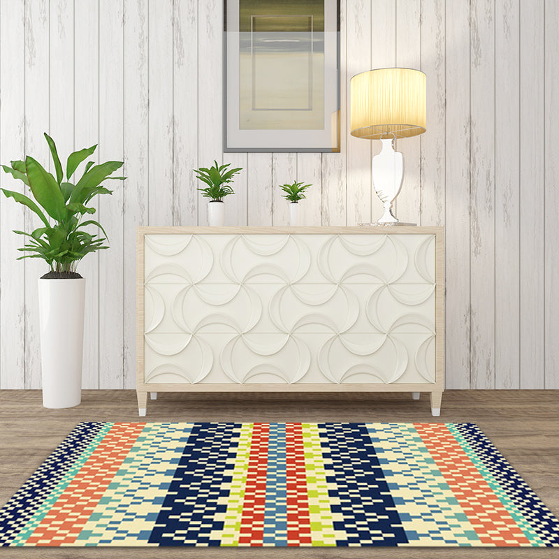 Avtoit | Southwest Striped Tribal Geometric Carpet Stain Resistant Power Loom Area Rug for Bedroom in Green and Orange