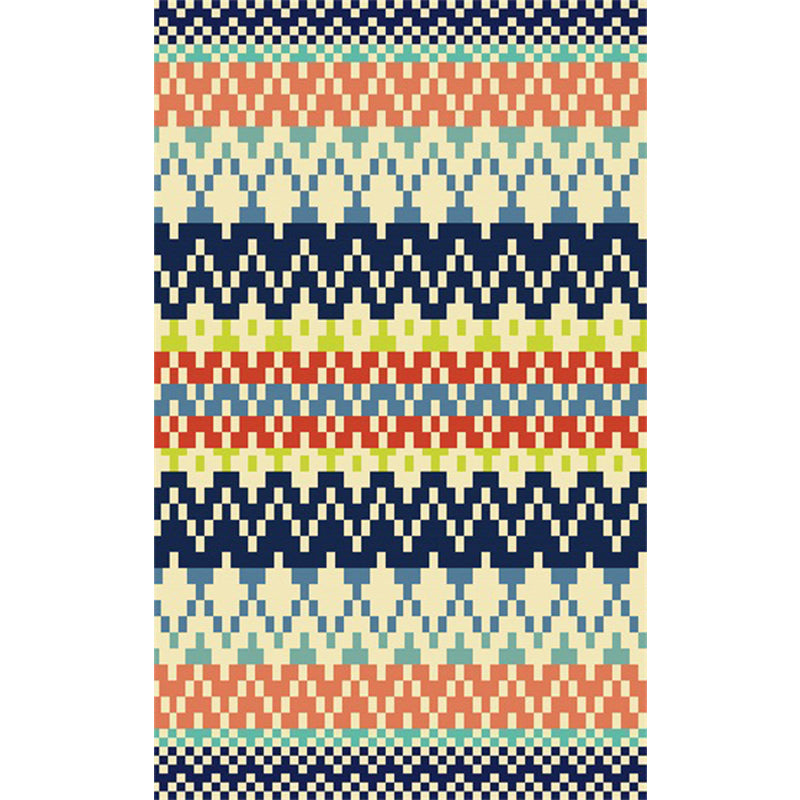Avtoit | Southwest Striped Tribal Geometric Carpet Stain Resistant Power Loom Area Rug for Bedroom in Green and Orange