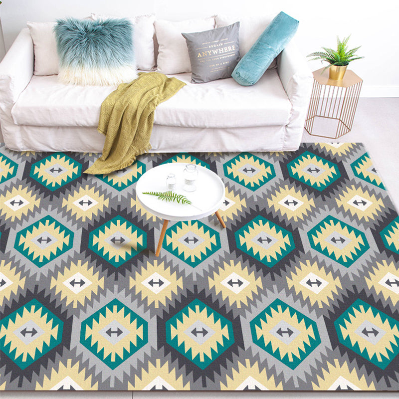 Avtoit | Tribal Gabbeh Abstract Rug Diamond Geometric Rug Polyester Washable Non-Slip Stain-Resistant Rug for the Bedroom