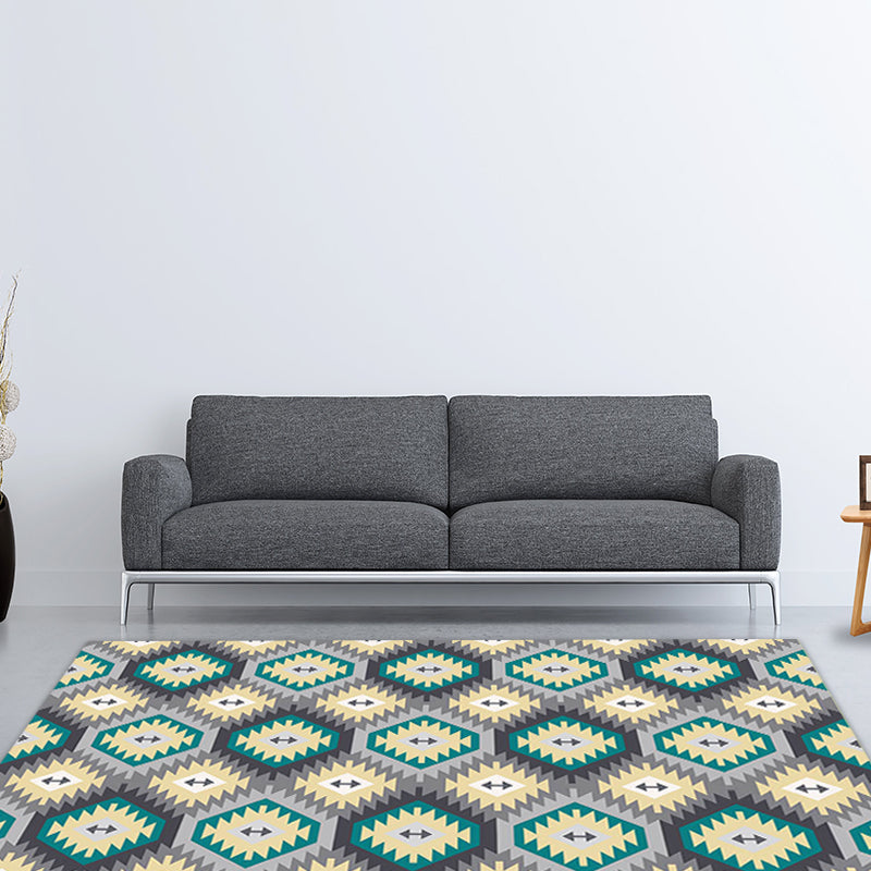 Avtoit | Tribal Gabbeh Abstract Rug Diamond Geometric Rug Polyester Washable Non-Slip Stain-Resistant Rug for the Bedroom
