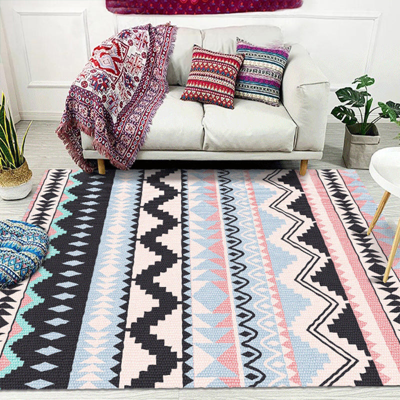 Avtoit | Striped Chevron Geometric Rug Indian Americana Indoor Mat Synthetic Stain Resistant Non-Slip Hair Mat