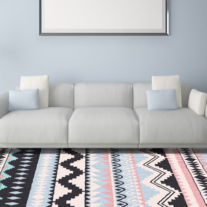 Avtoit | Striped Chevron Geometric Rug Indian Americana Indoor Mat Synthetic Stain Resistant Non-Slip Hair Mat