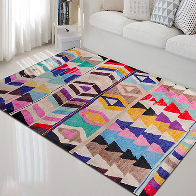 Avtoit | Southwest abstract colorful striped chevron carpet tribal geometric lance tip fabric stain-resistant area rug for bedroom