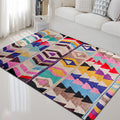 Avtoit | Southwest abstract colorful striped chevron carpet tribal geometric lance tip fabric stain-resistant area rug for bedroom