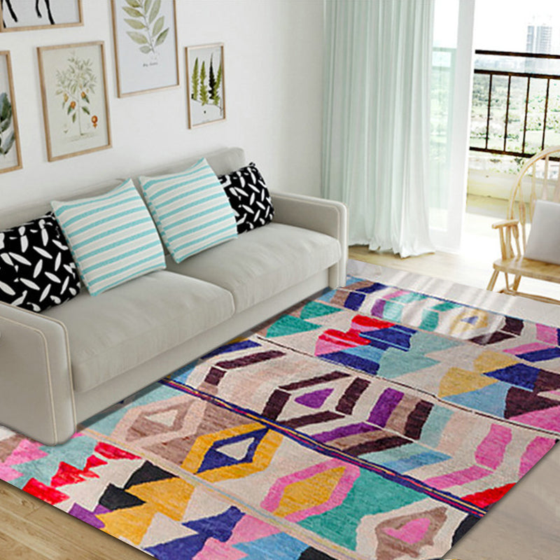 Avtoit | Southwest abstract colorful striped chevron carpet tribal geometric lance tip fabric stain-resistant area rug for bedroom