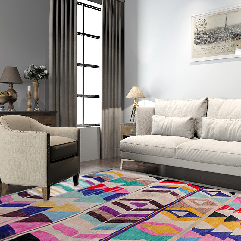 Avtoit | Southwest abstract colorful striped chevron carpet tribal geometric lance tip fabric stain-resistant area rug for bedroom