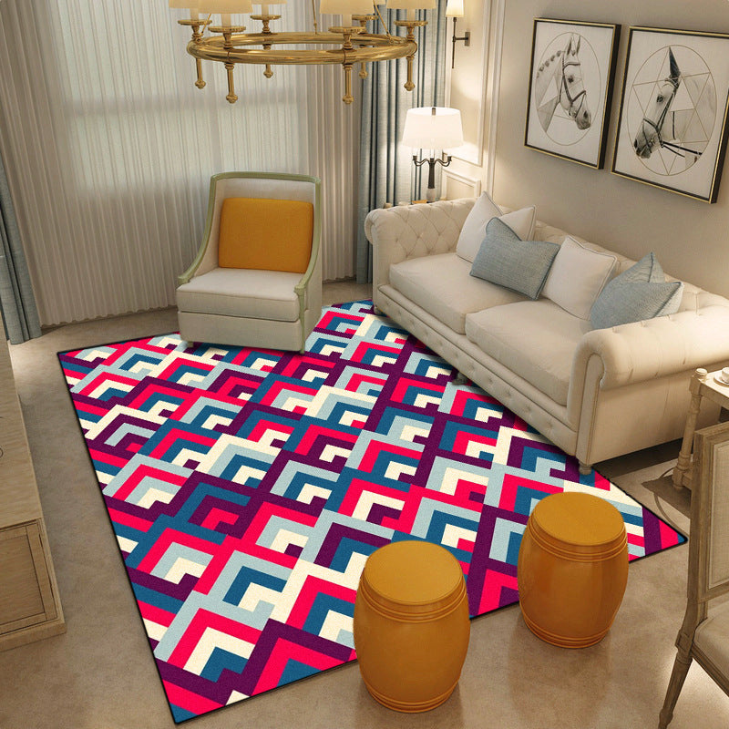 Avtoit | Southwest Colorful Geometric Carpet Polyester Washable Non-Slip Stain Resistant Carpet for Bedroom