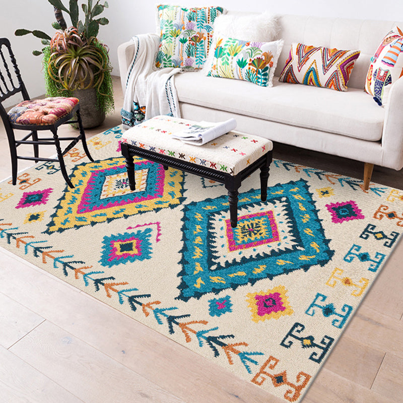 Avtoit | Colorful rug Moroccan southwestern diamond geometric rug polyester washable non-slip stain-resistant area rug