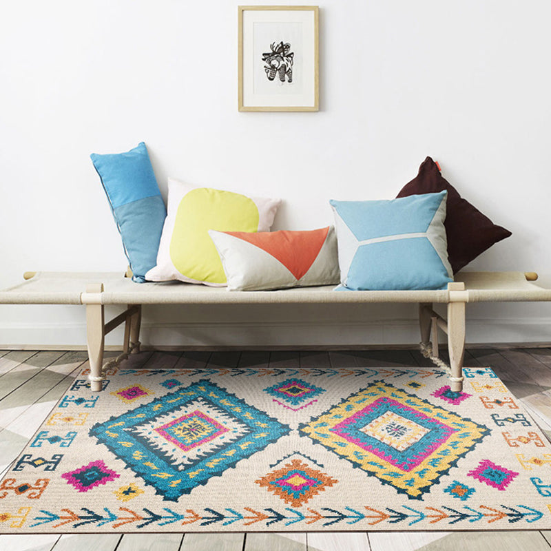 Avtoit | Colorful rug Moroccan southwestern diamond geometric rug polyester washable non-slip stain-resistant area rug