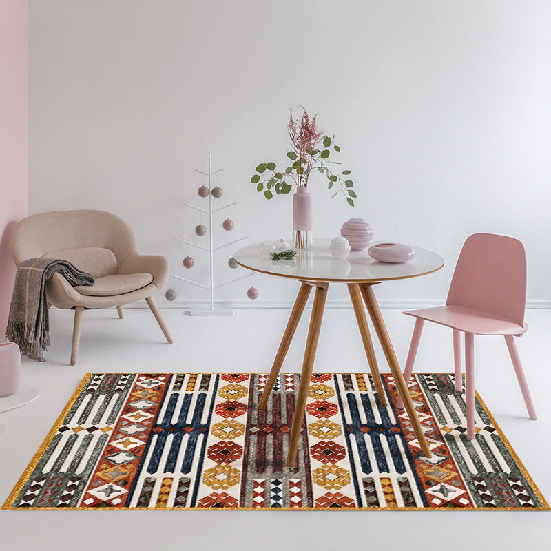 Avtoit | Brown Carnival Tribal Carpet Striped Geometric Flooring Carpet Fabric Non-Slip Powerloom Carpet for the Living Room