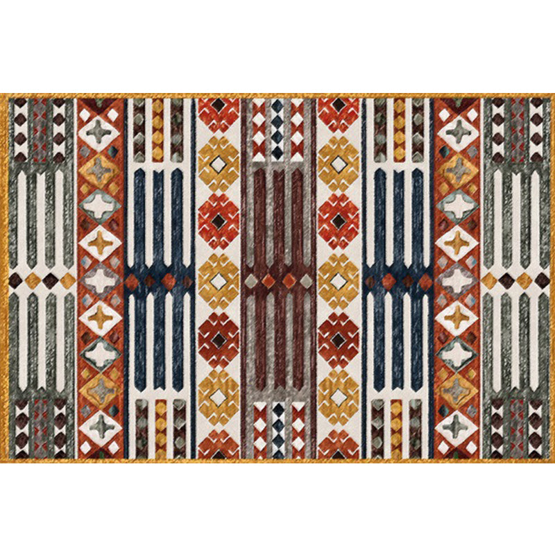 Avtoit | Brown Carnival Tribal Carpet Striped Geometric Flooring Carpet Fabric Non-Slip Powerloom Carpet for the Living Room