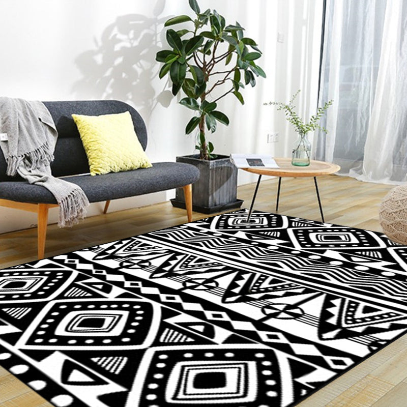 Avtoit | Black Carpet Zuido Western Tribal Americana Diamond Geometric Flooring Area Rug Polyester Non-Slip Pet-Friendly Rug