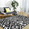 Avtoit | Black Carpet Zuido Western Tribal Americana Diamond Geometric Flooring Area Rug Polyester Non-Slip Pet-Friendly Rug