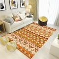 Avtoit | Indian Tribal Rug Diamond Geometric with Feathers Hairband Polyester Non-Slip Back Stain Resistant Runner in Yellow