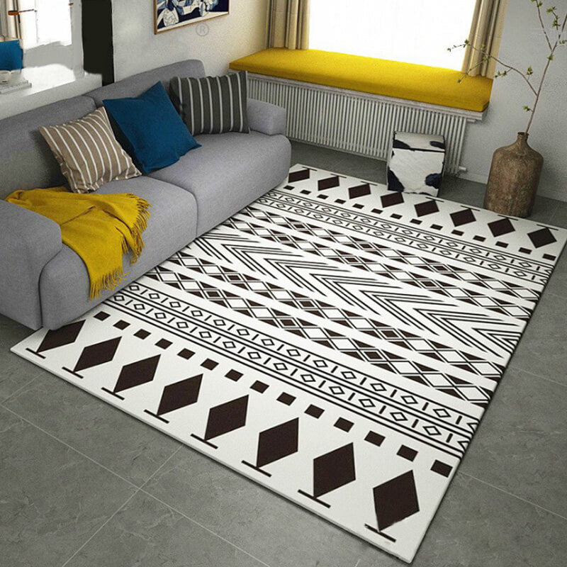 Avtoit | Black-and-white Americana rug for the living room Diamond geometric rug fabric stain-resistant area rug
