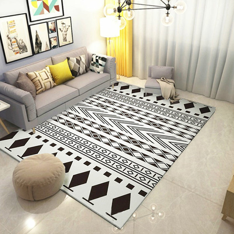 Avtoit | Black-and-white Americana rug for the living room Diamond geometric rug fabric stain-resistant area rug